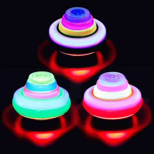 LED UFO Spinning Top – Light-Up Peg Top Toy with Launcher for Kids