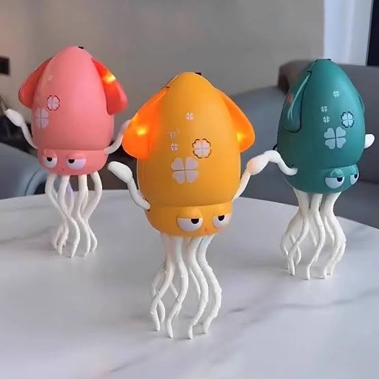 Tummy Time Interactive Dancing Jellyfish – Walking Musical Squid Toy with RGB Lights