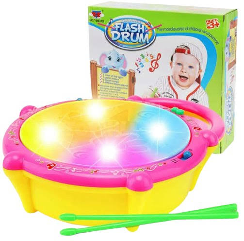 Interactive 3D Flash Drum for Kids – Musical Educational Toy with LED Lights and Drumsticks