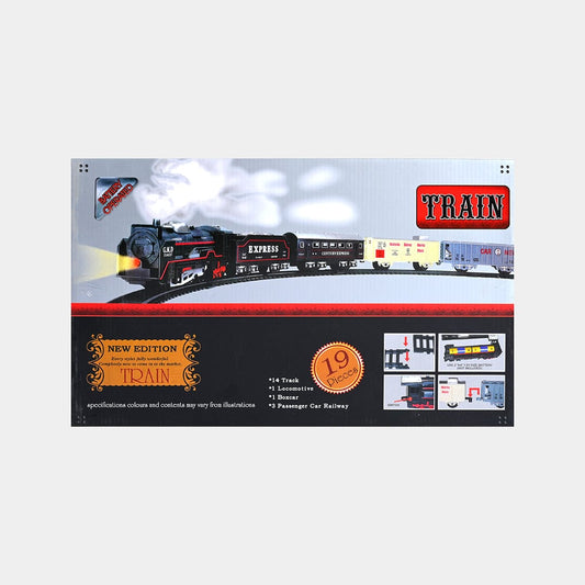 Hot Bee Retro Electric Train Set – Realistic Locomotive Toy with Music and LED Headlight