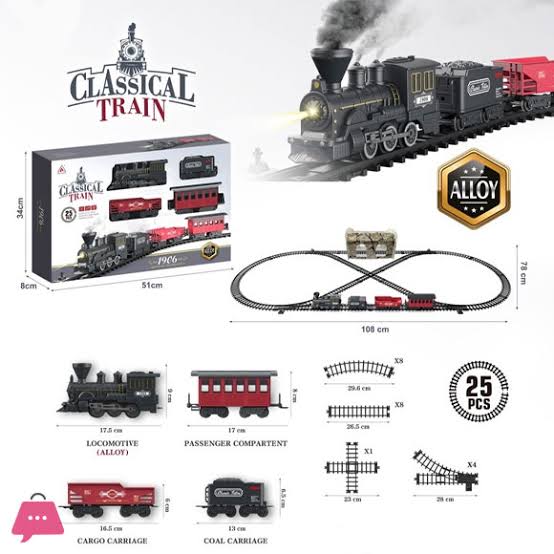 Hot Bee Retro Electric Train Set – Realistic Locomotive Toy with Music and LED Headlight