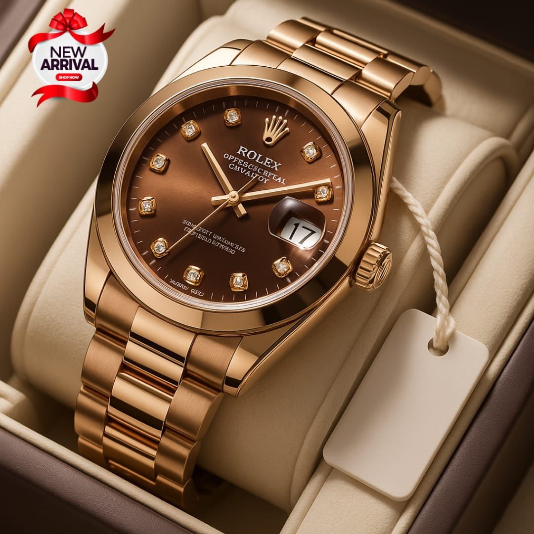 Luxury Rolex Rose Gold Stainless Steel Watch – Premium Diamond Dial with Date Display