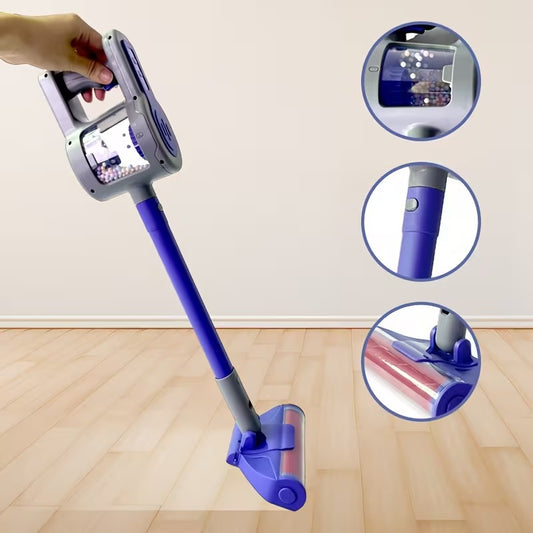 2-in-1 Kids' Toy Vacuum Cleaner – Realistic Cordless Stick & Handheld Vacuum