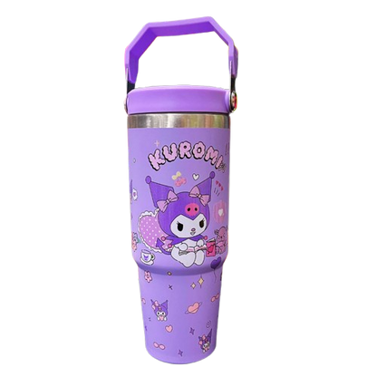 Premium 1200ml Kuromi & Friends  Cartoon Character Tumbler - Double-Wall Vacuum Insulated Water Bottle with Portable Handle