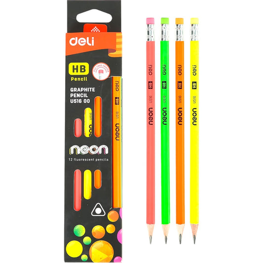 Deli Graphite HB Pencil - 1Pc Neon Fluorescent Pencil - U516 00