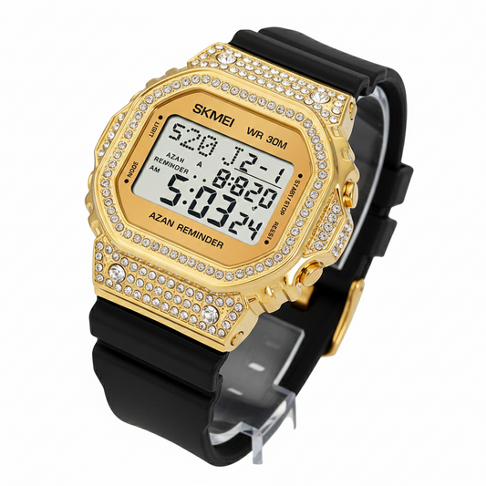 SKMEI Men’s Luxury Diamond-Encrusted Digital Watch - Iced Out Sports Chronograph