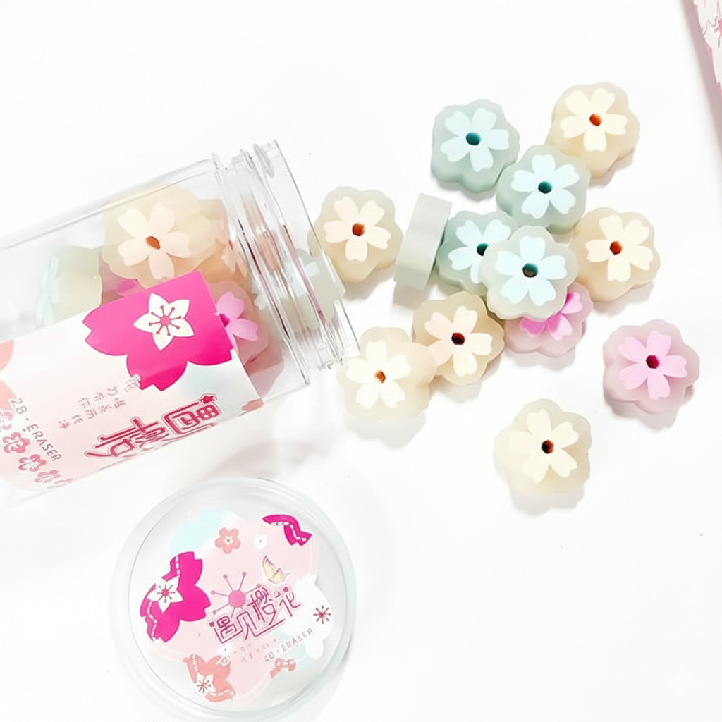 Premium Sakura Petal 2B Eraser Jar