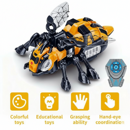 Electronic Mechanical Bee Toy – Remote Control Walking Insect with Mist Spray, Lights, and Music