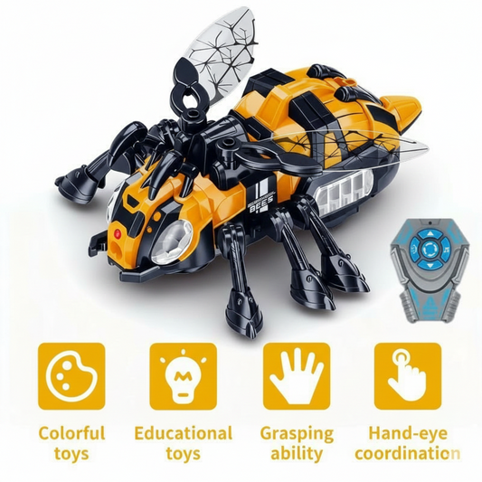 Electronic Mechanical Bee Toy – Remote Control Walking Insect with Mist Spray, Lights, and Music