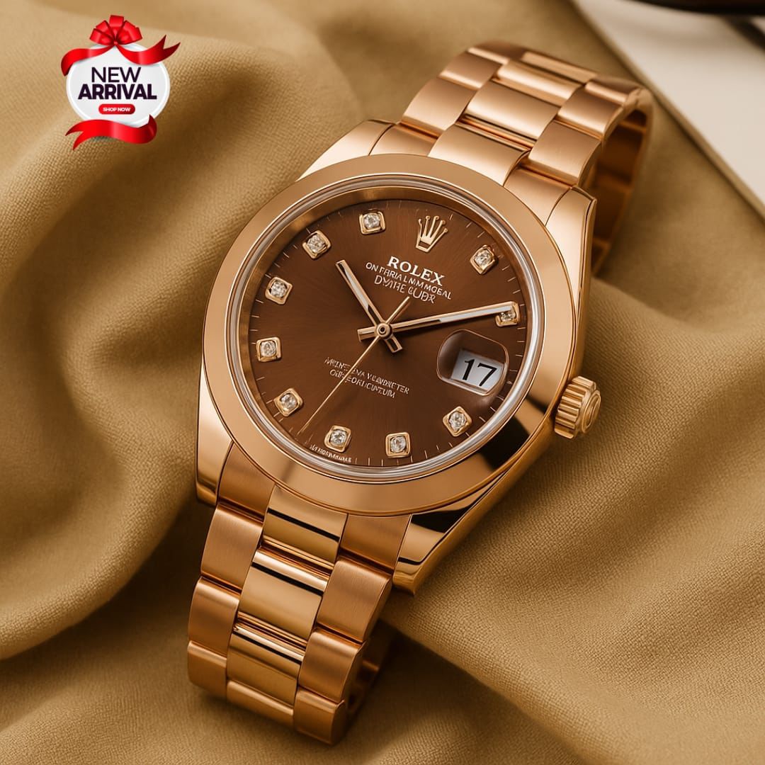 Luxury Rolex Rose Gold Stainless Steel Watch – Premium Diamond Dial with Date Display