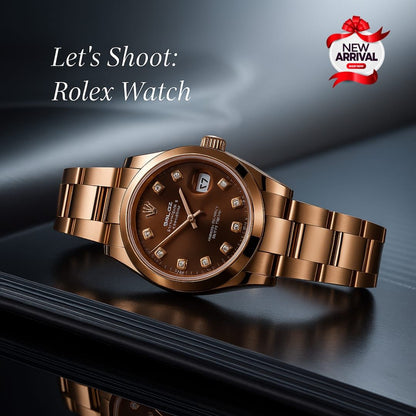 Luxury Rolex Rose Gold Stainless Steel Watch – Premium Diamond Dial with Date Display