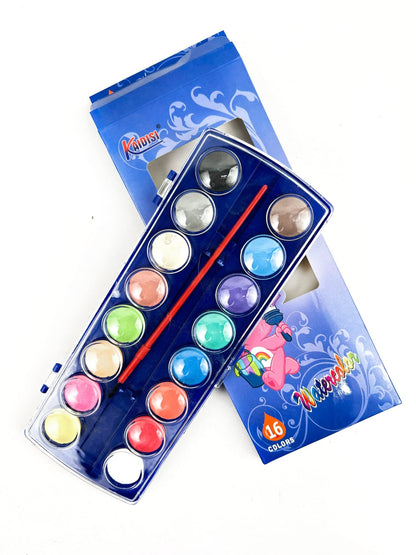 KAIDISI 16-Color Watercolor Paint Set with Palette and Brush