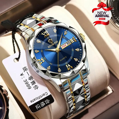 BINBOND Luxury Blue Diamond Dial Quartz Watch