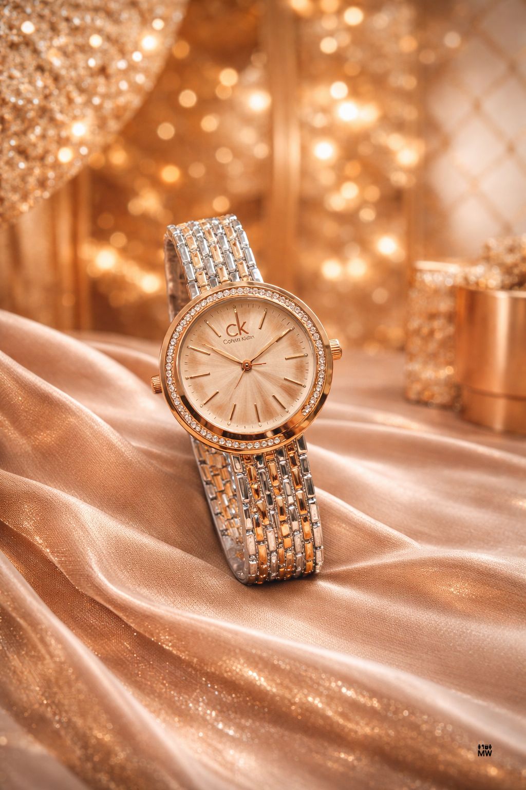 Calvin Klein (CK) Elegant Two-Tone Crystal Ladies Watch.
