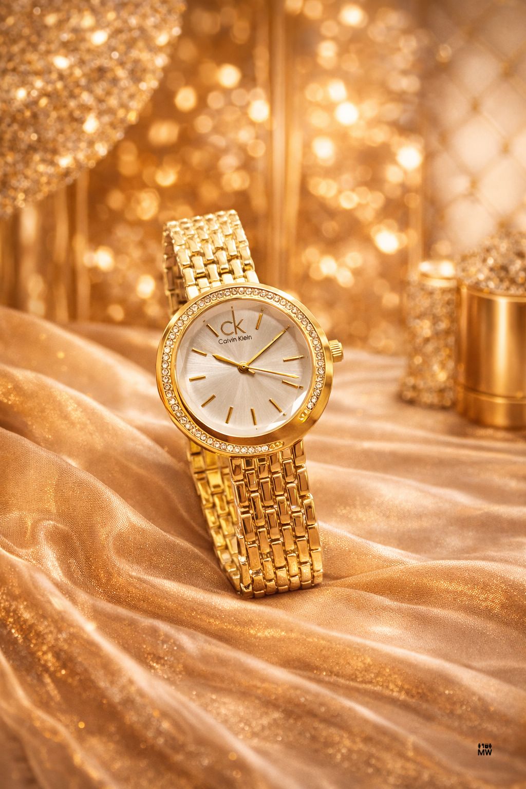 Calvin Klein (CK) Elegant Two-Tone Crystal Ladies Watch.