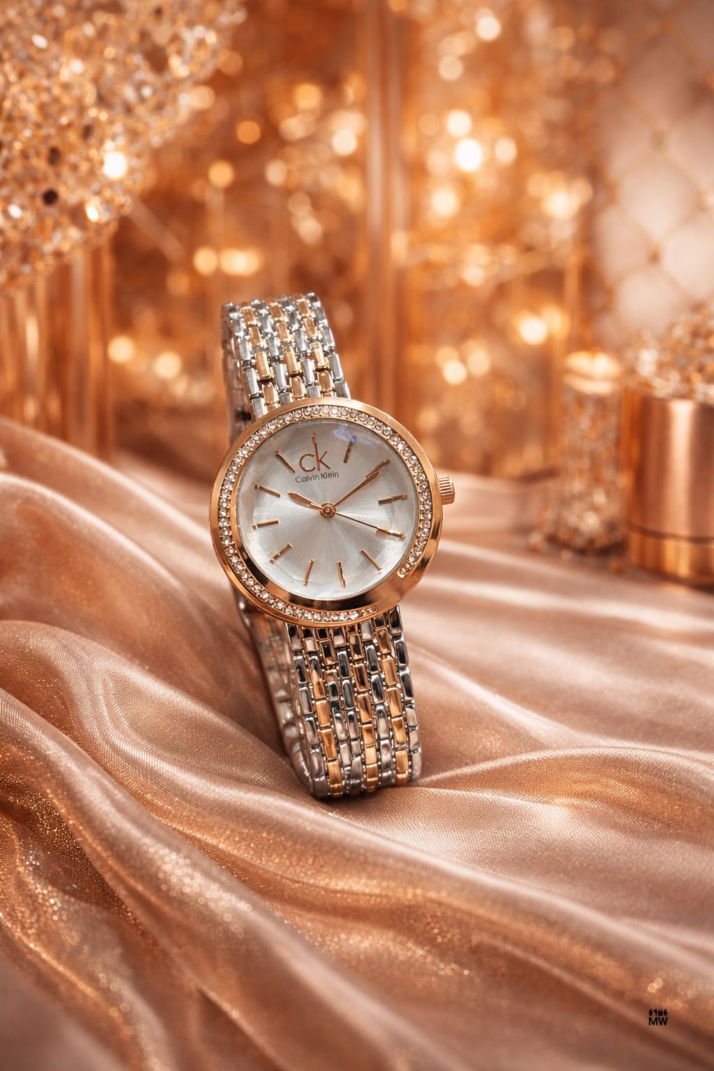 Calvin Klein (CK) Elegant Two-Tone Crystal Ladies Watch.