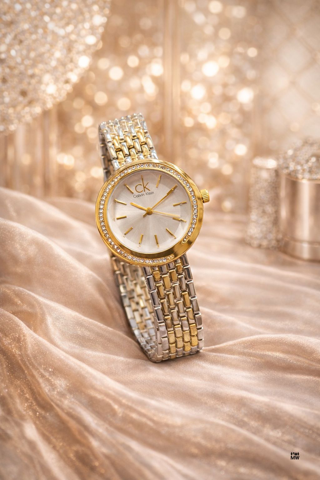 Calvin Klein (CK) Elegant Two-Tone Crystal Ladies Watch.
