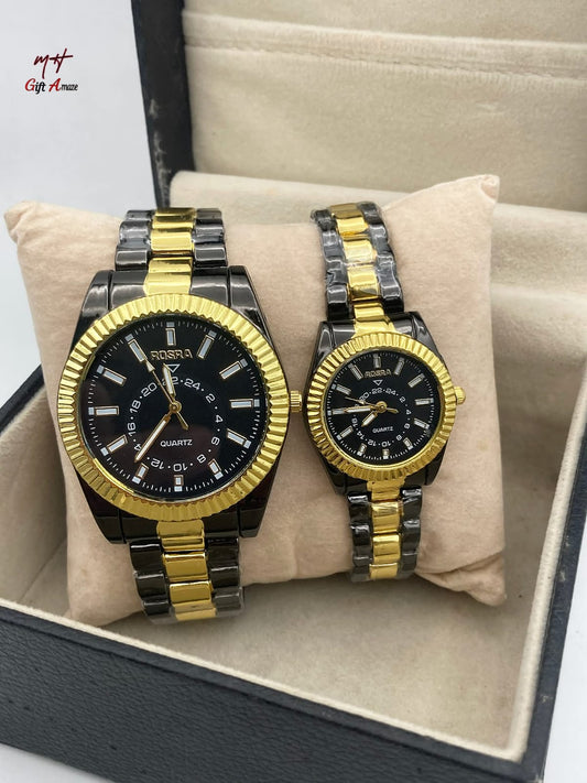 Rosra Elegant Rose Gold Couple’s Wristwatch Set