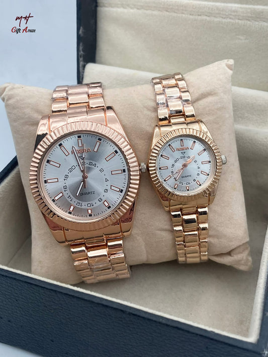 Rosra Elegant Rose Gold Couple’s Wristwatch Set