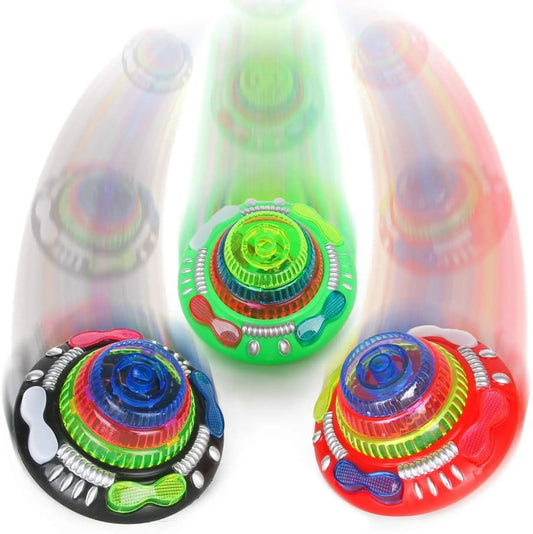 LED  UFO Spinning Top – Light-Up Peg Top Toy with Launcher for Kids