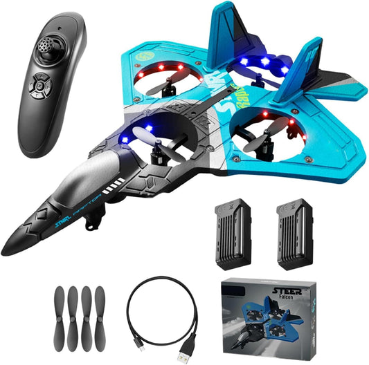 Steer Falcon V17 Remote Control Fighter Jet – 2.4GHz RC Airplane Drone with 360° Flip & LED Lights