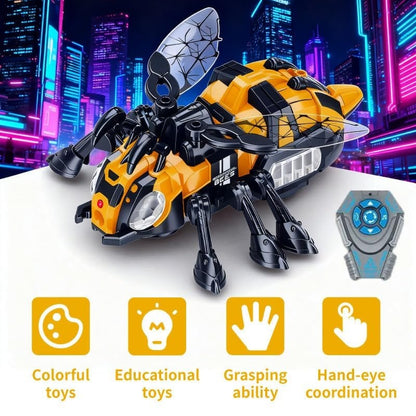 Electronic Mechanical Bee Toy – Remote Control Walking Insect with Mist Spray, Lights, and Music