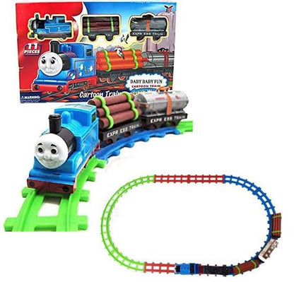 Thomas Cartoon Train Track World | 11-Piece Battery Operated Rail Set