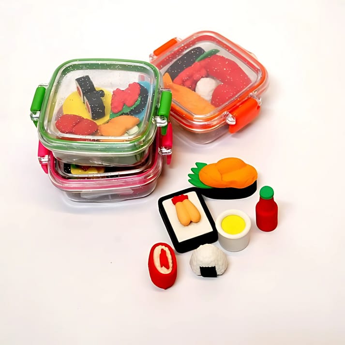 3D Japanese Food & Sushi Eraser Bento Box Set