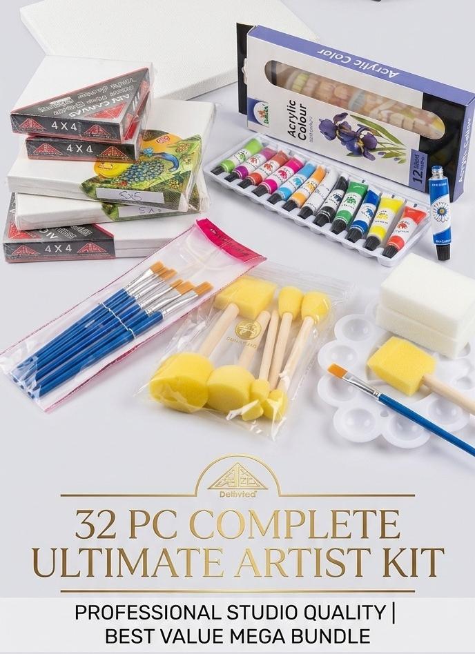 32-Pcs Complete Ultimate Artist Kit – Professional  Paint Set
