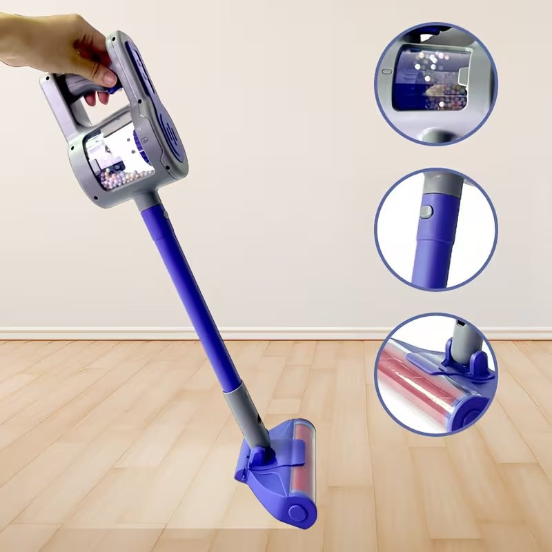 2-in-1 Kids' Toy Vacuum Cleaner – Realistic Cordless Stick & Handheld Vacuum