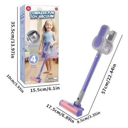 2-in-1 Kids' Toy Vacuum Cleaner – Realistic Cordless Stick & Handheld Vacuum