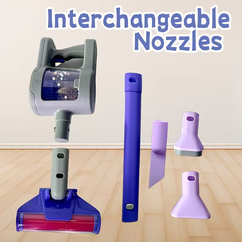 2-in-1 Kids' Toy Vacuum Cleaner – Realistic Cordless Stick & Handheld Vacuum