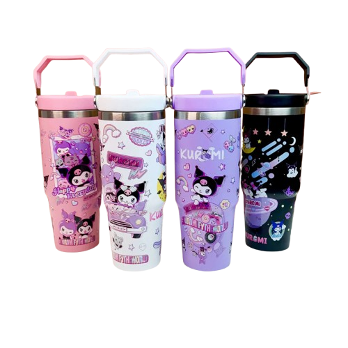 Premium 1200ml Kuromi & Friends  Cartoon Character Tumbler - Double-Wall Vacuum Insulated Water Bottle with Portable Handle