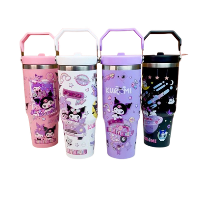 Premium 1200ml Kuromi & Friends  Cartoon Character Tumbler - Double-Wall Vacuum Insulated Water Bottle with Portable Handle