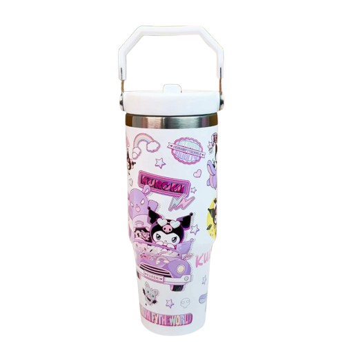 Premium 1200ml Kuromi & Friends  Cartoon Character Tumbler - Double-Wall Vacuum Insulated Water Bottle with Portable Handle