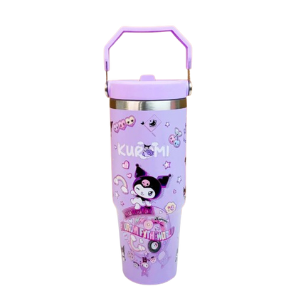 Premium 1200ml Kuromi & Friends  Cartoon Character Tumbler - Double-Wall Vacuum Insulated Water Bottle with Portable Handle